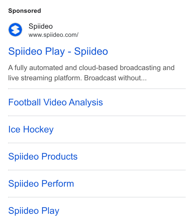 Spiideo ad on Google Ads: Spiideo Play - Spiideo A fully automated and cloud-based broadcasting and live streaming platform. Broadcast without... Football Video Analysis Ice Hockey Spiideo Products Spiideo Perform Spiideo Play