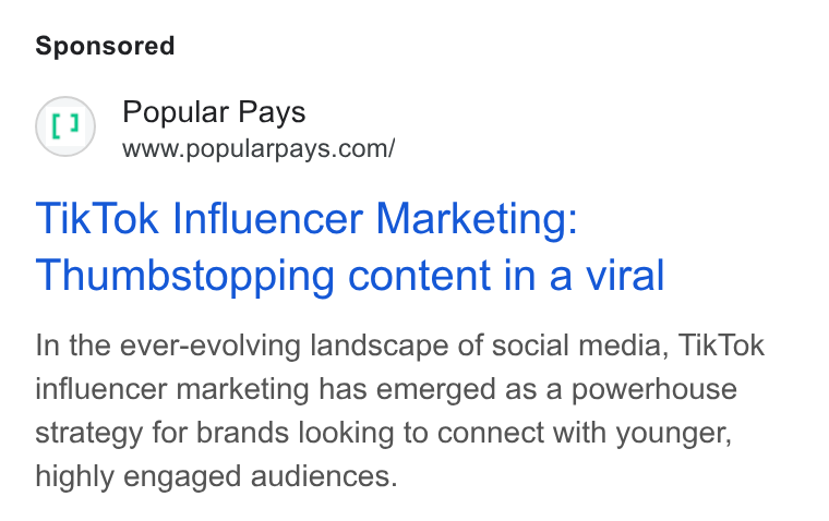 Popular Pays ad on Google Ads: Tik Tok Influencer Marketing: Thumbstopping content in a viral In the ever-evolving landscape of social media, Tik Tok influencer marketing has emerged as a powerhouse strategy for brands looking to connect with younger, highly engaged audiences.