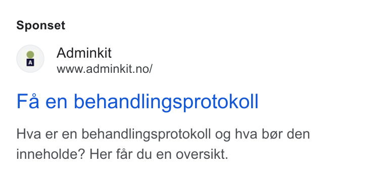 Adminkit ad on Google Ads: Sponset Fa en behandlingsprotokoll Hva er en behandlingsprotokoll og hva ber den inneholde? Her far du en oversikt.