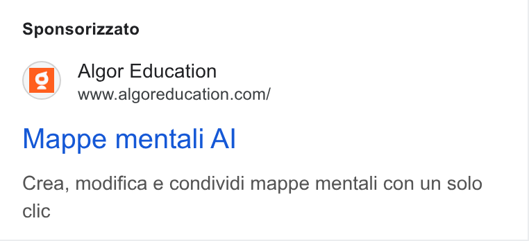 Algor ad on Google Ads: Sponsorizzato Mappe mentali Al Crea, modifica e condividi mappe mentali con un solo clic