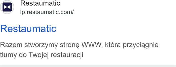 Restaumatic ad on Google Ads: Restaumatic Razem stworzymy strone WWW, ktora przyciagnie ttumy do Twojej restauracji