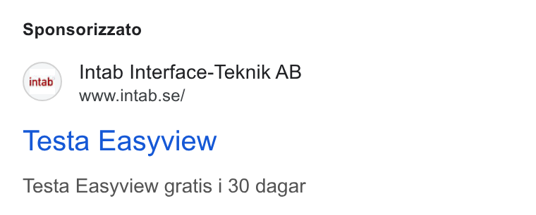 Upsales ad on Google Ads: Sponsorizzato Testa Easyview Testa Easyview gratis i 30 dagar