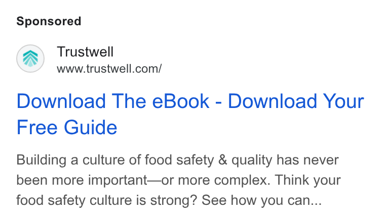 Trustwell ad on Google Ads: Download The e Book - Download Your Free Guide Building a culture of food safety & quality has never been more important—or more complex. Think your food safety culture is strong? See how you can...