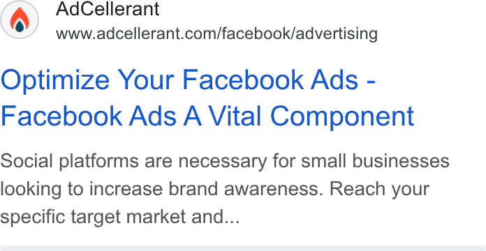 AdCellerant ad on Google Ads: Optimize Your Facebook Ads - Facebook Ads A Vital Component Social platforms are necessary for small businesses looking to increase brand awareness. Reach your specific target market and...