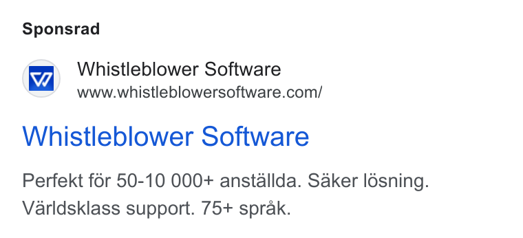 Formalize ad on Google Ads: Sponsrad Whistleblower Software Perfekt for 50-10 000+ anstallda. Saker ldsning. Varldsklass support. 75+ sprak.