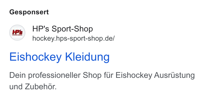 Shopgate ad on Google Ads: Gesponsert Eishockey Kleidung Dein professioneller Shop fur Eishockey Ausrustung und Zubehor.
