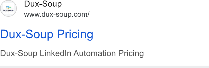 Dux-Soup ad on Google Ads: Dux-Soup Pricing Dux-Soup Linked In Automation Pricing