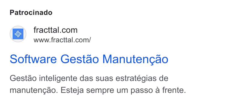 Fracttal ad on Google Ads: Patrocinado www.fracttal.com/ Software Gestao Manutencgao Gestao inteligente das suas estratégias de manutengao. Esteja sempre um passo a frente.