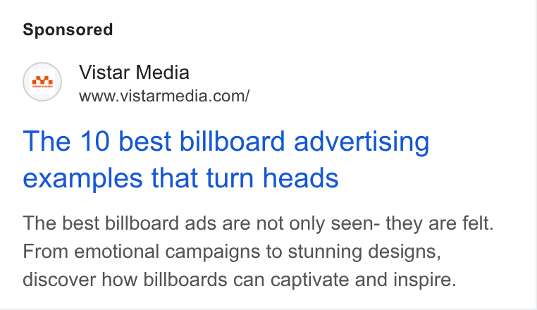Vistar Media ad on Google Ads: The 10 best billboard advertising examples that turn heads The best billboard ads are not only seen- they are felt. From emotional campaigns to stunning designs, discover how billboards can captivate and inspire.