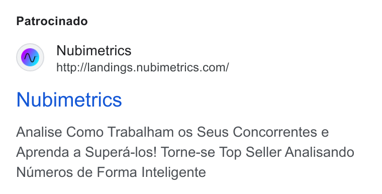 Nubimetrics ad on Google Ads: Patrocinado Nubimetrics Analise Como Trabalham os Seus Concorrentes e Aprenda a Supera-los! Torne-se Top Seller Analisando Numeros de Forma Inteligente