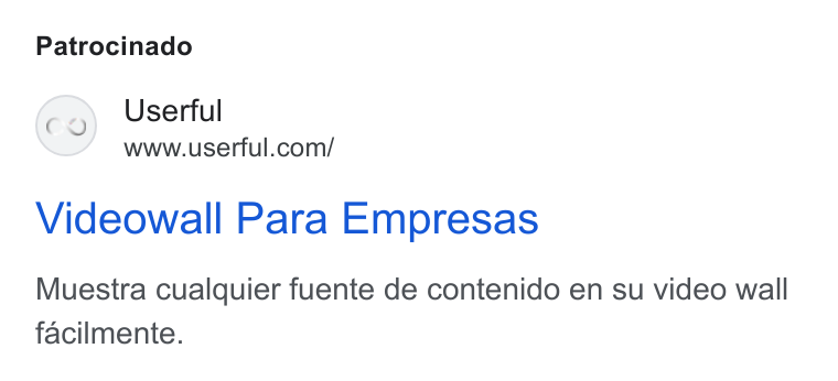 Userful ad on Google Ads: Patrocinado Videowall Para Empresas Muestra cualquier fuente de contenido en su video wall facilmente.