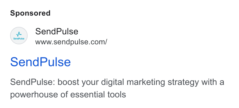 SendPulse ad on Google Ads: Send Pulse Send Pulse: boost your digital marketing strategy with a powerhouse of essential tools