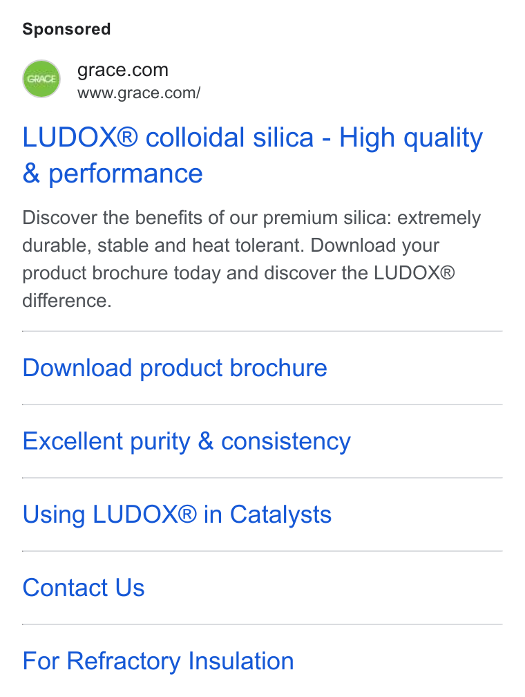 W.R. Grace ad on Google Ads: www.grace.com/ LUDOX® colloidal silica - High quality & performance Discover the benefits of our premium silica: extremely durable, stable and heat tolerant. Download your product brochure today and discover the LUDOX® difference. Download product brochure Excellent purity & consistency Using LUDOX® in Catalysts Contact Us For Refractory Insulation