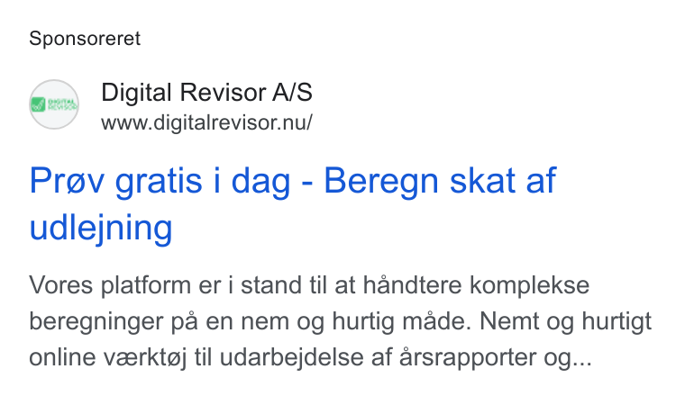 Reportability ad on Google Ads: Sponsoreret Digital Revisor A/S www.digitalrevisor.nu/ Prev gratis i dag - Beregn skat af udlejning Vores platform er i stand til at handtere komplekse beregninger pa en nem og hurtig made. Nemt og hurtigt online vzerktgj til udarbejdelse af arsrapporter og...