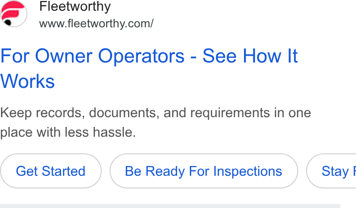 Bestpass ad on Google Ads: For Owner Operators - See How It Works Keep records, documents, and requirements in one place with less hassle. Get Started Be Ready For Inspections } ( Stay |