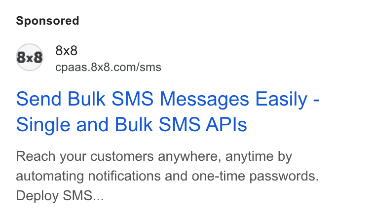 8x8 ad on Google Ads