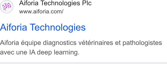 Aiforia ad on Google Ads: Aiforia Technologies Aiforia equipe diagnostics véteérinaires et pathologistes avec une IA deep learning.