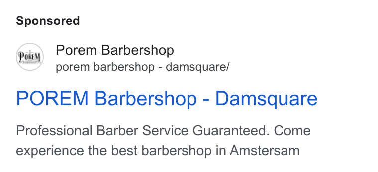 Fresha ad on Google Ads: oo) Porem Barbershop porem barbershop - damsquare/ POREM Barbershop - Damsquare Professional Barber Service Guaranteed. Come experience the best barbershop in Amstersam