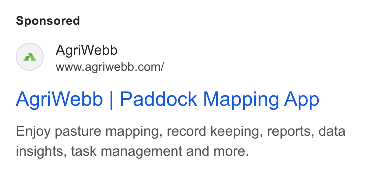 AgriWebb ad on Google Ads: Agri Webb | Paddock Mapping App Enjoy pasture mapping, record keeping, reports, data insights, task management and more.