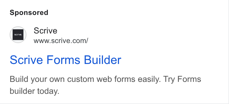 Scrive ad on Google Ads: Scrive Forms Builder Build your own custom web forms easily. Try Forms builder today.