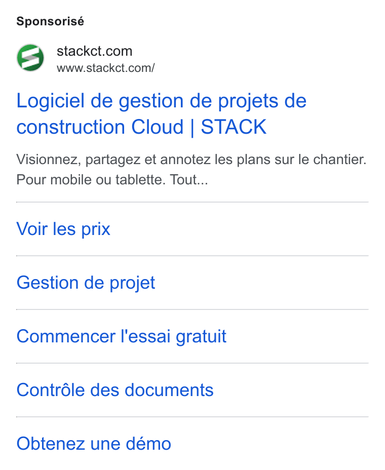 STACK Construction Technologies ad on Google Ads: www.stackct.com/ Logiciel de gestion de projets de construction Cloud | STACK Visionnez, partagez et annotez les plans sur le chantier. Pour mobile ou tablette. Tout... Voir les prix Gestion de projet Commencer l'essai gratuit Contréle des documents Obtenez une démo