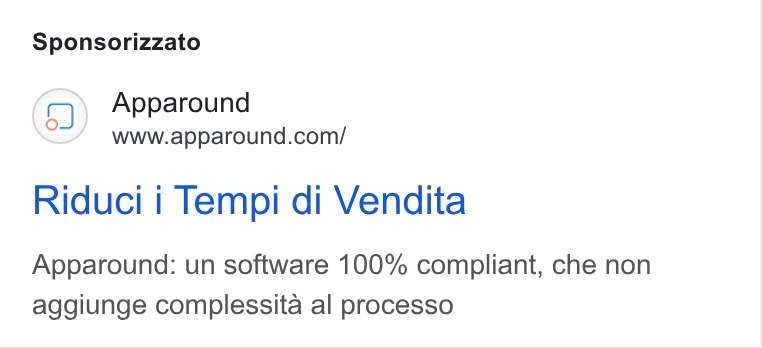 Apparound ad on Google Ads: Sponsorizzato Riduci i Tempi di Vendita Apparound: un software 100% compliant, che non aggiunge complessita al processo