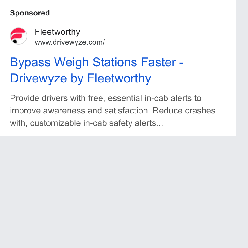 Bestpass ad on Google Ads: Bypass Weigh Stations Faster - Drivewyze by Fleetworthy Provide drivers with free, essential in-cab alerts to improve awareness and satisfaction. Reduce crashes with, customizable in-cab safety alerts...