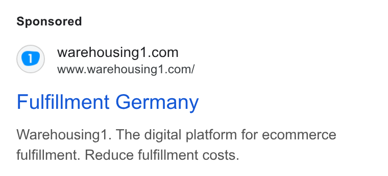 Warehousing1 ad on Google Ads: www.warehousing1.com/ Fulfillment Germany Warehousing1. The digital platform for ecommerce fulfillment. Reduce fulfillment costs.
