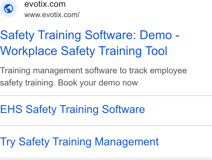 Evotix ad on Google Ads: www.evotix.com/ Safety Training Software: Demo - Workplace Safety Training Tool Training management software to track employee safety training. Book your demo now EHS Safety Training Software Try Safety Training Management