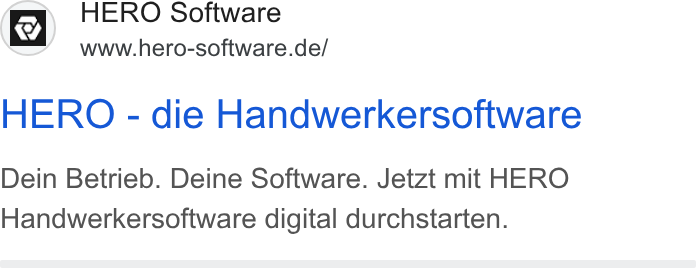 HERO Software ad on Google Ads: ~ HERO Software HERO - die Handwerkersoftware Dein Betrieb. Deine Software. Jetzt mit HERO Handwerkersoftware digital durchstarten.