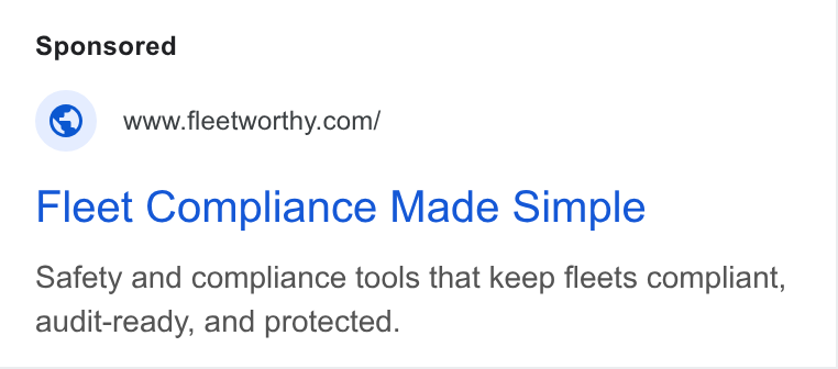 Bestpass ad on Google Ads: Fleet Compliance Made Simple Safety and compliance tools that keep fleets compliant, audit-ready, and protected.