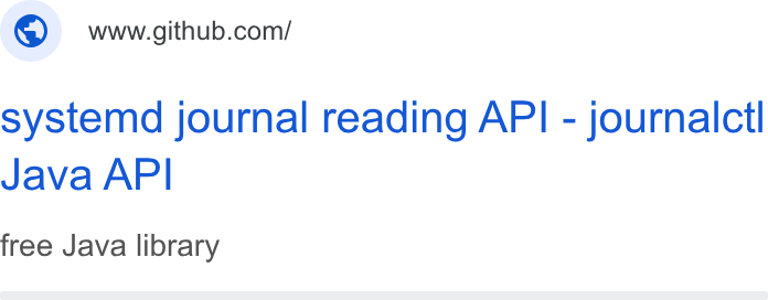 GitHub ad on Google Ads: systemd journal reading API - journalctl Java API free Java library
