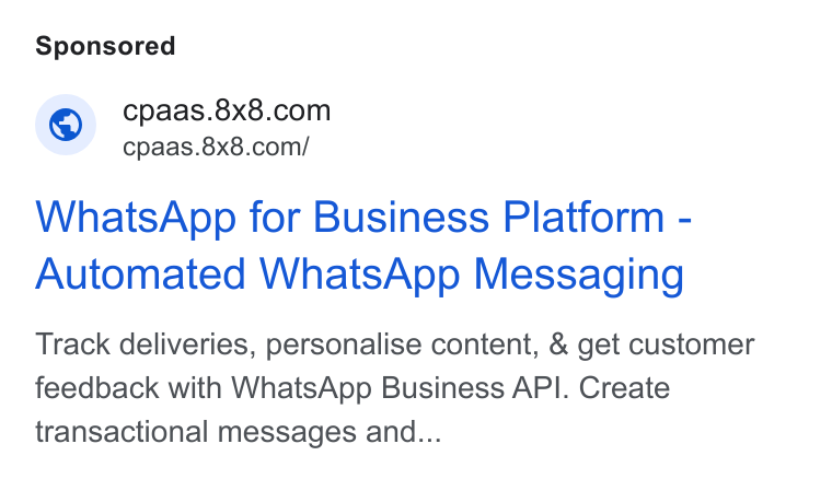 8x8 ad on Google Ads