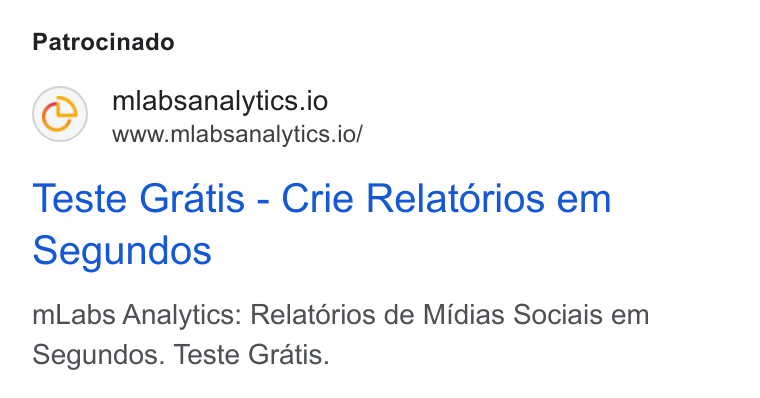 mLabs ad on Google Ads: Patrocinado mlabsanalytics.io www.mlabsanalytics.io/ Teste Gratis - Crie Relatérios em Segundos m Labs Analytics: Relatorios de Midias Sociais em Segundos. Teste Gratis.