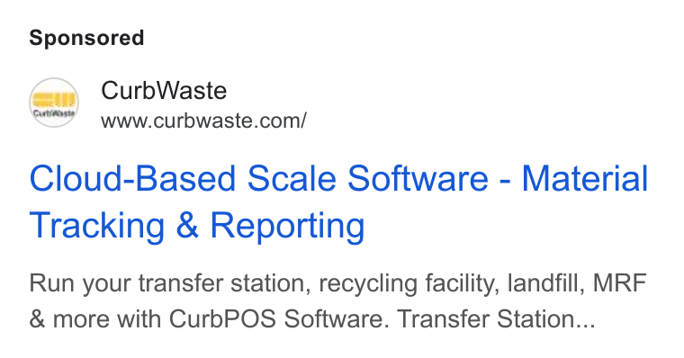 CurbWaste ad on Google Ads: Cloud-Based Scale Software - Material Tracking & Reporting Run your transfer station, recycling facility, landfill, MRF & more with Curb POS Software. Transfer Station...