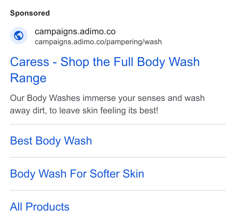 Adimo ad on Google Ads: campaigns.adimo.co/pampering/wash Caress - Shop the Full Body Wash Range Our Body Washes immerse your senses and wash away dirt, to leave skin feeling its best! Best Body Wash Body Wash For Softer Skin All Products