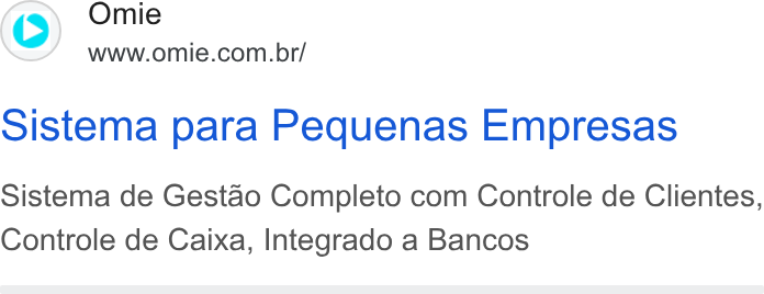 Omie ad on Google Ads: sistema para Pequenas Empresas Sistema de Gestao Completo com Controle de Clientes, Controle de Caixa, Integrado a Bancos