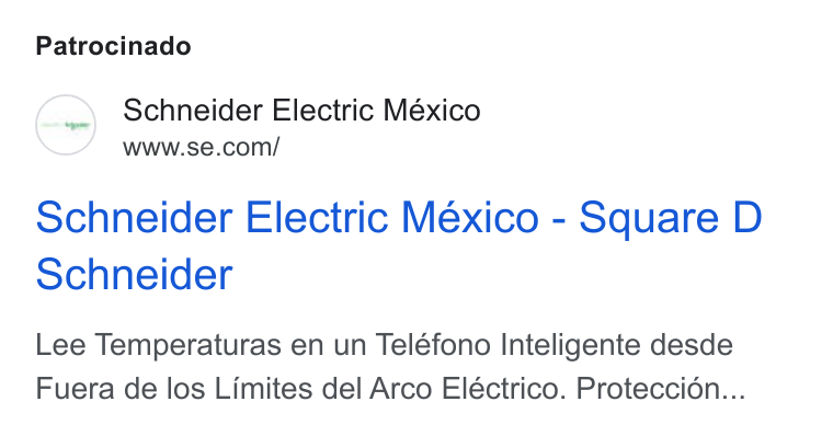 Schneider Electric ad on Google Ads: Patrocinado Schneider Electric Mexico - Square D Schneider Lee Temperaturas en un Teléfono Inteligente desde Fuera de los Limites del Arco Eléctrico. Proteccion...