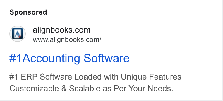 AlignBooks ad on Google Ads: www.alignbooks.com/ #1 Accounting Software #1 ERP Software Loaded with Unique Features Customizable & Scalable as Per Your Needs.