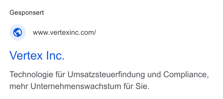Vertex ad on Google Ads: Vertex Inc. Technologie fur Umsatzsteuerfindung und Compliance, mehr Unternehmenswachstum fur Sie.