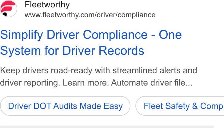 Bestpass ad on Google Ads: Simplify Driver Compliance - One System for Driver Records Keep drivers road-ready with streamlined alerts and driver reporting. Learn more. Automate driver file... Driver DOT Audits Made Easy } ( Fleet Safety & Comp!