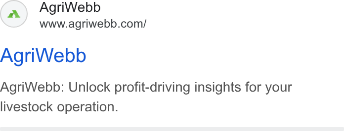 AgriWebb ad on Google Ads: Agri Webb Agri Webb: Unlock profit-driving insights for your livestock operation.