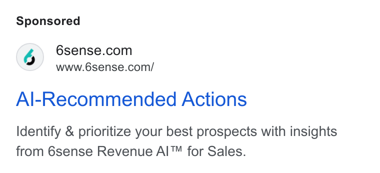 6sense Google ad: Search text ad