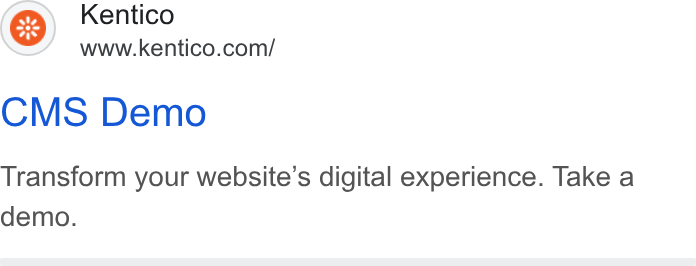 Kentico ad on Google Ads: CMS Demo Transform your website’s digital experience. Take a demo.