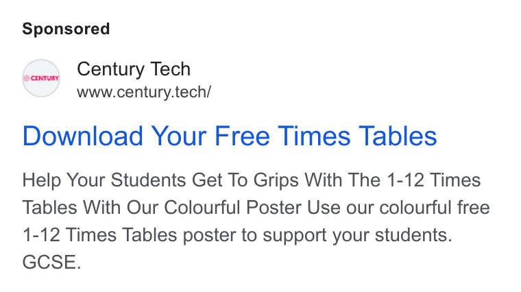 CENTURY Tech ad on Google Ads: Century Tech www.century.tech/ Download Your Free Times Tables Help Your Students Get To Grips With The 1-12 Times Tables With Our Colourful Poster Use our colourful free 1-12 Times Tables poster to support your students. GCSE.