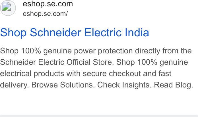 Schneider Electric ad on Google Ads: eshop.se.com/ Shop Schneider Electric India Shop 100% genuine power protection directly from the Schneider Electric Official Store. Shop 100% genuine electrical products with secure checkout and fast delivery. Browse Solutions. Check Insights. Read Blog.