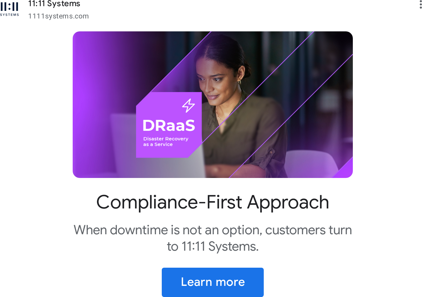 11:11 Systems ad on Google Ads