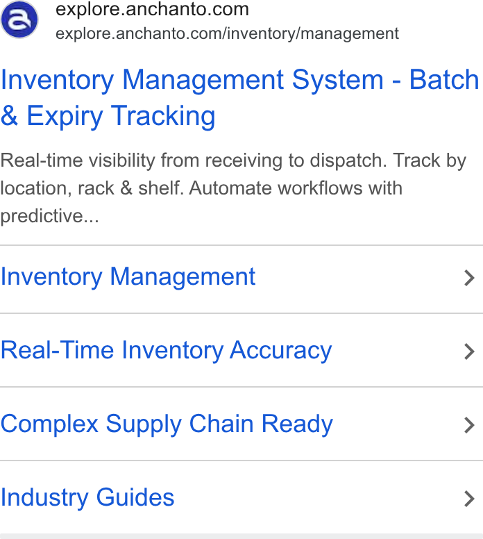 Anchanto ad on Google Ads: explore.anchanto.com/inventory/management Inventory Management System - Batch Expiry Tracking Real-time visibility from receiving to dispatch. Track by location, rack & shelf. Automate workflows with predictive... Inventory Management > Real-Time Inventory Accuracy > Complex Supply Chain Ready > Industry Guides >