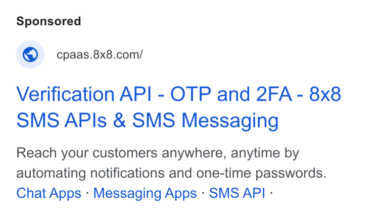 8x8 ad on Google Ads