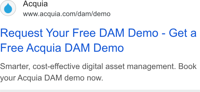 Acquia ad on Google Ads: Request Your Free DAM Demo - Geta Free Acquia DAM Demo Smarter, cost-effective digital asset management. Book your Acquia DAM demo now.
